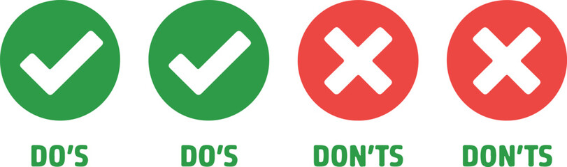 Obraz premium Do's and don'ts check marks and crosses concept for decisions