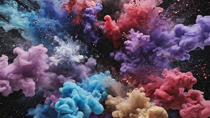 Vibrant colorful powder explosion in mid-air with dynamic motion and abstract patterns - Powered by Adobe