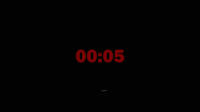 Red Digital Countdown Timer Showing 5 Seconds on Black Background.