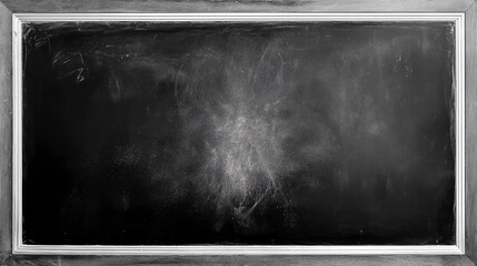 Chalkboard in classroom after lesson with dust particles visible