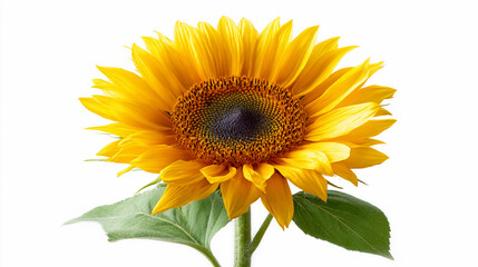 Fototapeta premium Sunflower with bright yellow petals and dark center standing still