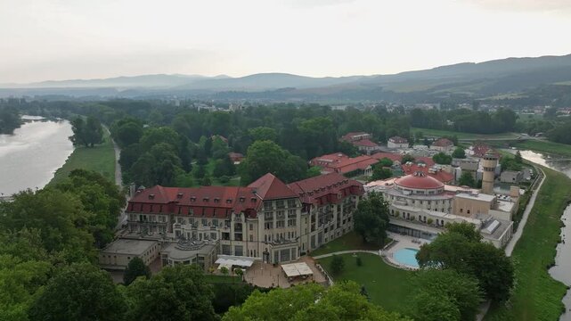 Historical building on spa island in Piestany Slovakia