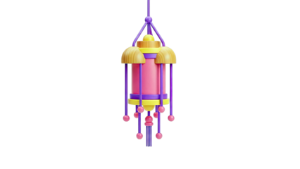 Colorful Hanging Lantern with Wooden Accents