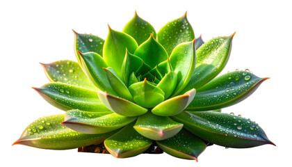 Green Succulent Plant with Water Droplets.