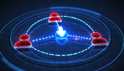 Digital Connectivity: A futuristic depiction of interconnected individuals, showcasing network flow.