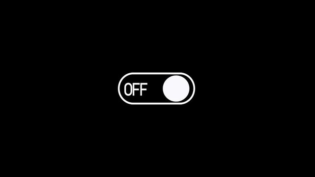 Switch on and switch off button. Power digital button. Turning on-off animation. power off / on button animation 4K video on the black background.