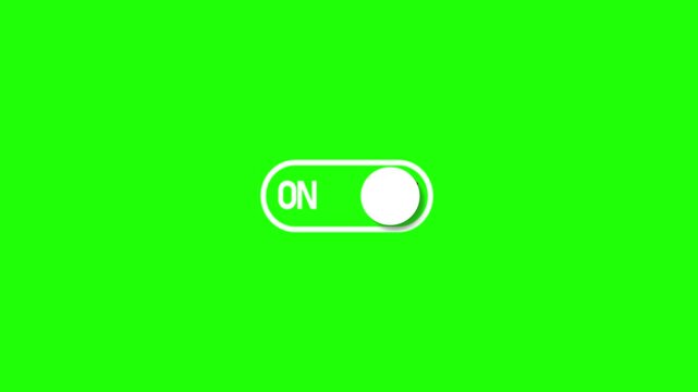 On and Off Toggle switch button green screen and green background.