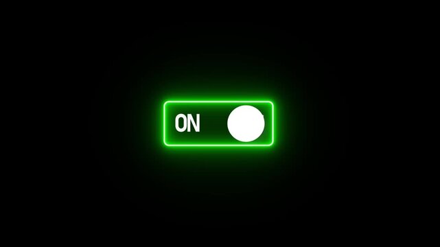 Switch on and switch off button. Power digital button. Turning on-off animation. power off / on button animation technology concept animation on black wall.