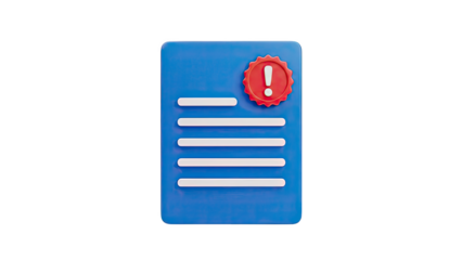 Blue document with red exclamation mark alert badge