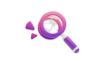 Broken Magnifying Glass with Shattered Lens