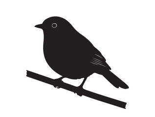  Robin in silhouette white background.