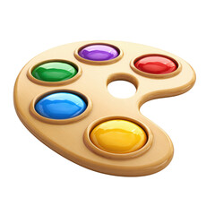 3d illustration of artists paint palette with colorful paints isolated on transparent background