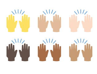 Obraz premium raising hands pair of hands raised in air happy joy celebration hand fingers emoji symbol sign icon vector illustration isolated flat