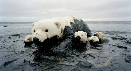 Pouring Oil and Lighting Match on Plush Polar Bear