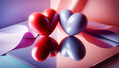 abstract pink background with hearts, valentine day