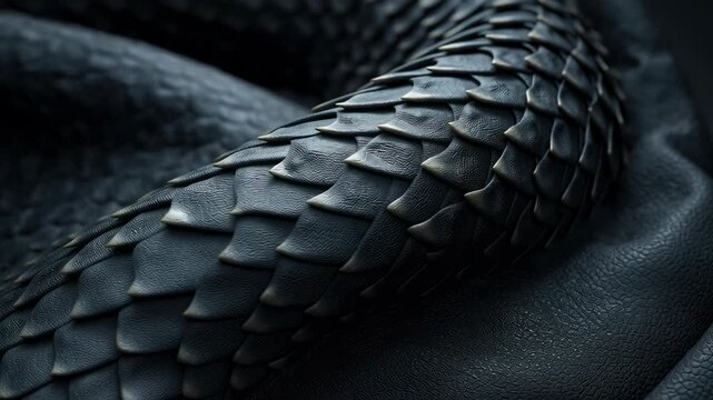 Close up of dark dragon scales showing detailed texture and layered armor pattern, fantasy creature skin with dramatic lighting and realistic surface detail