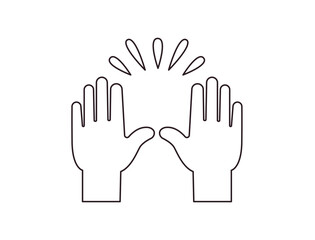 Obraz premium raising hands pair of hands raised in air happy joy celebration hand fingers emoji symbol sign icon vector illustration isolated flat