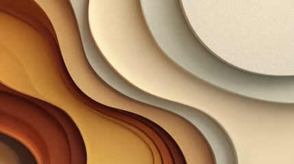 Abstract paper cut background in warm earth tones featuring layered shapes and textures for modern design projects