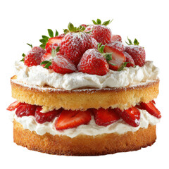 3d illustration of strawberry shortcake isolated on transparent background