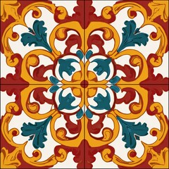 vector image of ceramic sicilian handmade tile