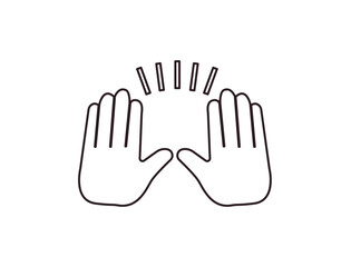 Fototapeta premium raising hands pair of hands raised in air happy joy celebration hand fingers emoji symbol sign icon vector illustration isolated flat