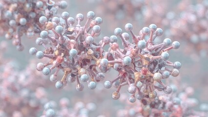 Complex Molecule, Hyper Detailed Interconnected Atoms, 3D Molecular Structure Background