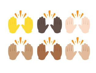 Obraz premium raising hands pair of hands raised in air happy joy celebration hand fingers emoji symbol sign icon vector illustration isolated flat