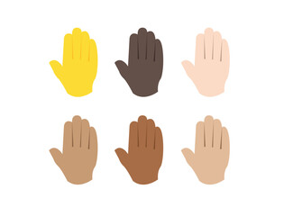 Obraz premium hand high five raised in the air palm finger emoji symbol sign icon vector illustration isolated flat