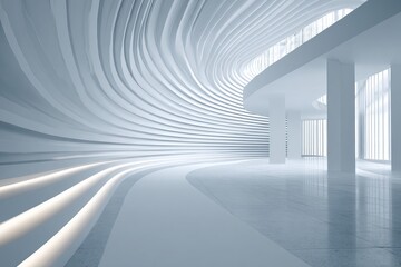Obraz premium Abstract design of contemporary architecture featuring an expansive interior with fluid lines