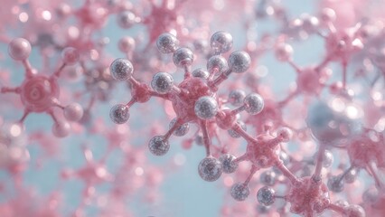 Complex Molecule, Hyper Detailed Interconnected Atoms, 3D Molecular Structure Background