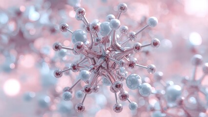 Complex Molecule, Hyper Detailed Interconnected Atoms, 3D Molecular Structure Background