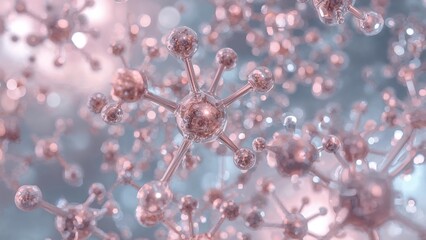 Complex Molecule, Hyper Detailed Interconnected Atoms, 3D Molecular Structure Background