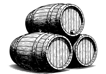 Three stacked wooden barrels, perfect for wine or whiskey storage, representing tradition and craftsmanship