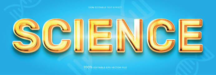 science golden glossy 3d education and laboratory text effect vector