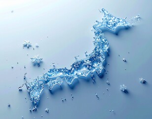 雪のイメージの日本地図（ai生成画像）