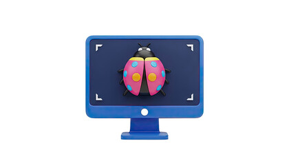 Computer Monitor with 3D Ladybug Bug Icon