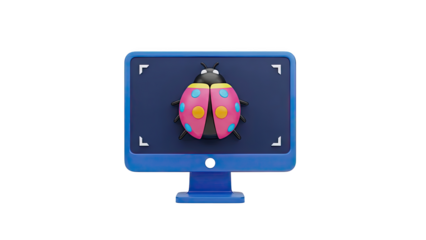 Computer Monitor with 3D Ladybug Bug Icon
