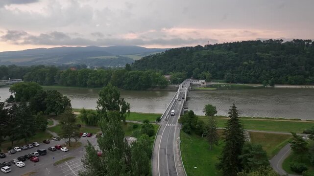 Aerial view of the recreation area by the river Vah, Piestany, Slovakia