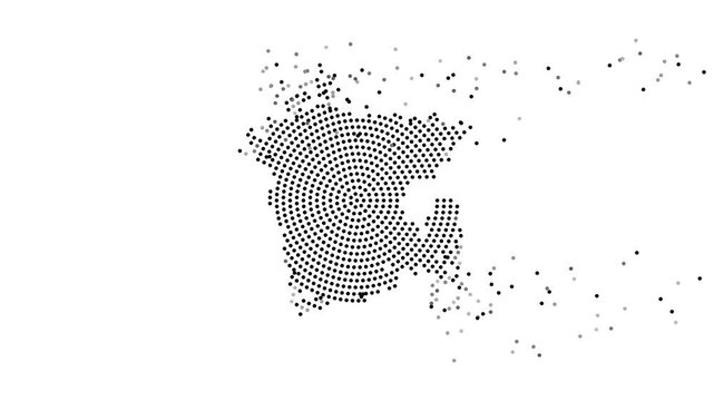 Bangladesh Map Forming from Flying Dots in Gray to Black