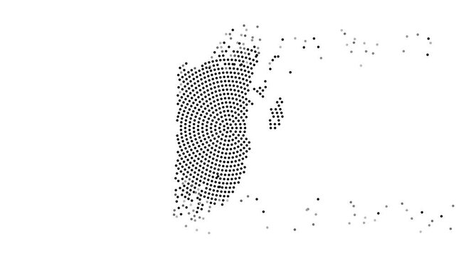 Belize Map Forming from Flying Dots in Gray to Black