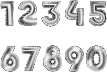 Modern silver foil balloons number for premium celebration banner design vector © Kalidasi