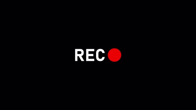 Recording button animation with alpha channel, Recording sign animation on a transparent background, Video camera viewfinder overlay
