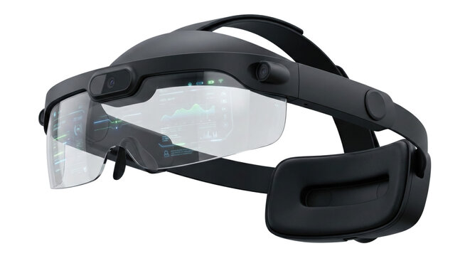Futuristic AR glasses with HUD interface. Smart virtual reality headset. - Powered by Adobe