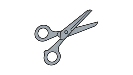 Pair of Open Gray Metal Scissors.