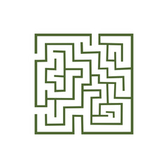 Intricate green square maze illustration symbolizing complex problem-solving, strategic thinking, challenges, and the focused journey to find a successful solution or clear exit path
