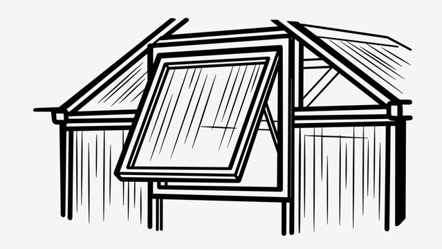 Sketch of Open Roof Hatch Illustration.