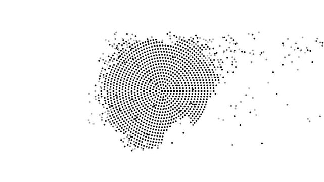  Map Forming from Flying Dots in Gray to Black