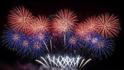 Vibrant night sky illuminated by fireworks
