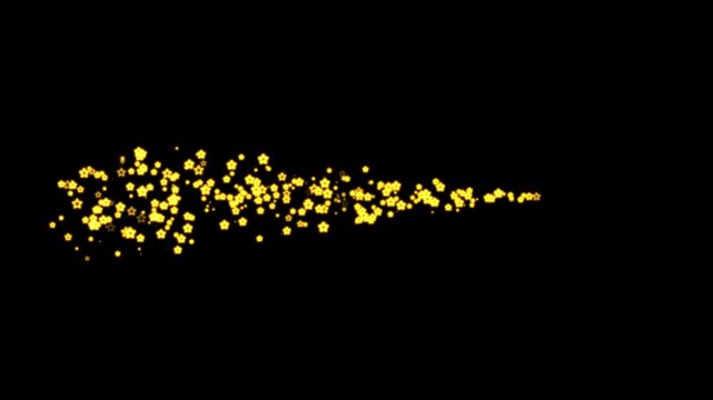 Shimmering golden glitter particles trail with glowing sparkle stars,starlight dust, glitter stars magic sparkling line on black screen,silver shine effect, elegant luxury background animation loop,4k
