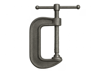 Gray c-clamp construction tool holding fixing clamping